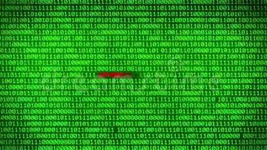 绿色二进制代码墙揭示信息安全数据矩阵背景